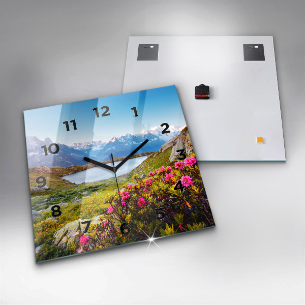 Square glass wall clock Mont Blanc Glacier Chamonix