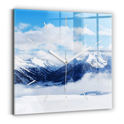 Square glass wall clock Mountain panorama