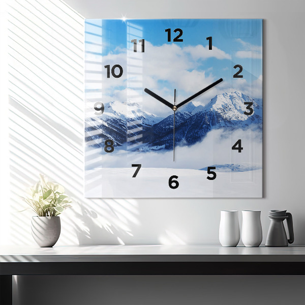 Square glass wall clock Mountain panorama