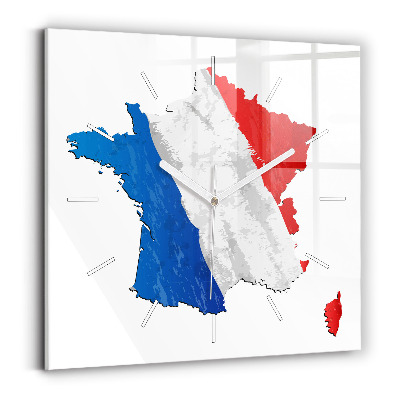 Square glass wall clock Flag of France