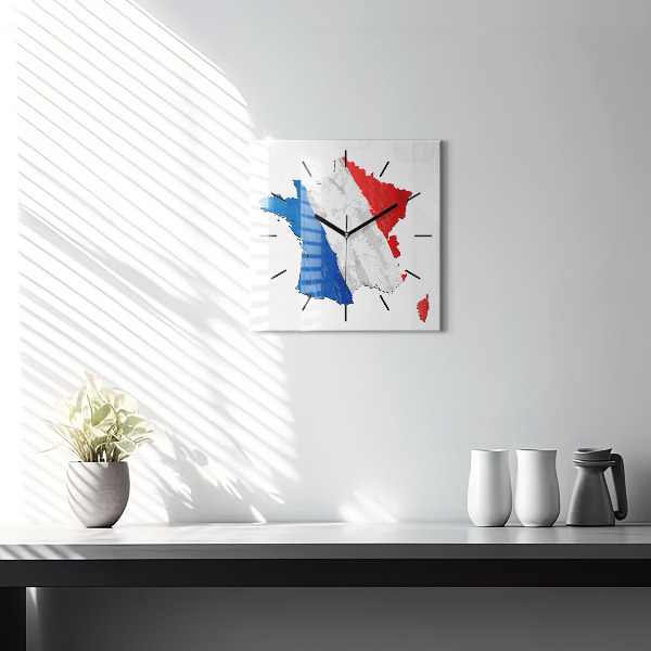 Square glass wall clock Flag of France