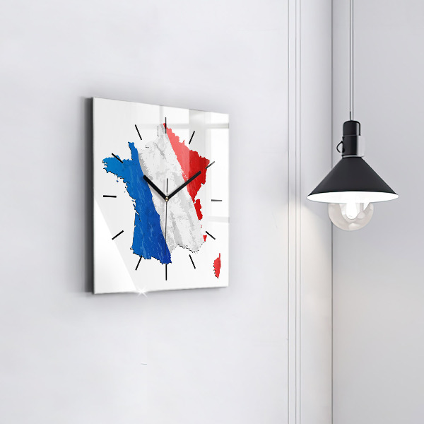 Square glass wall clock Flag of France