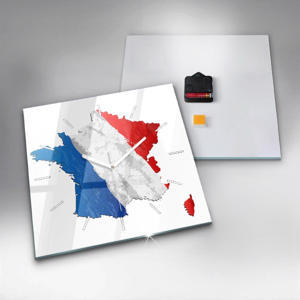 Square glass wall clock Flag of France