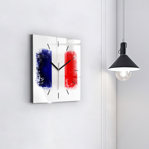 Square glass wall clock Flag of France
