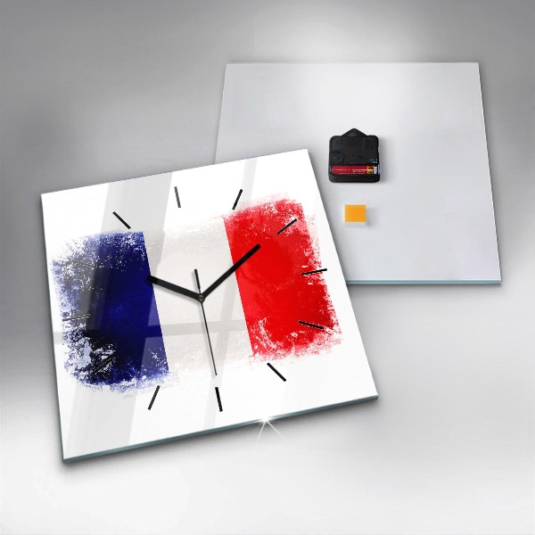 Square glass wall clock Flag of France