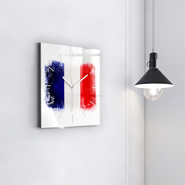 Square glass wall clock Flag of France