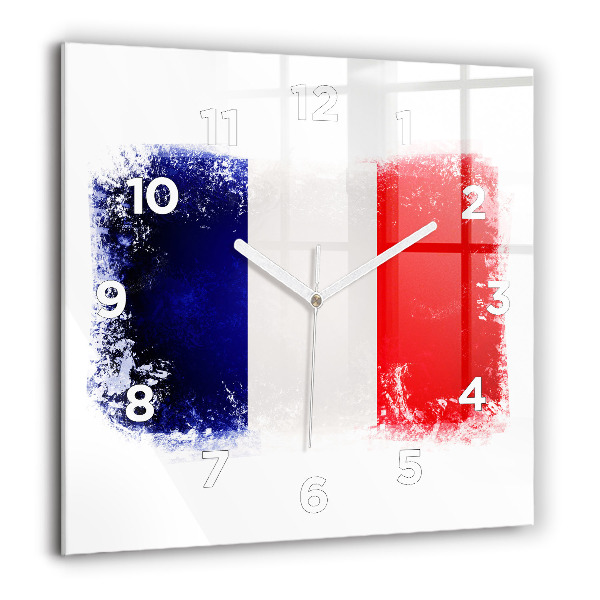 Square glass wall clock Flag of France