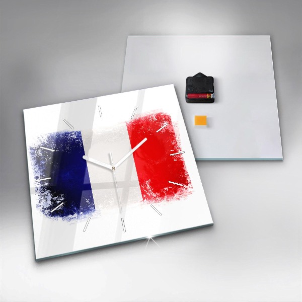 Square glass wall clock Flag of France
