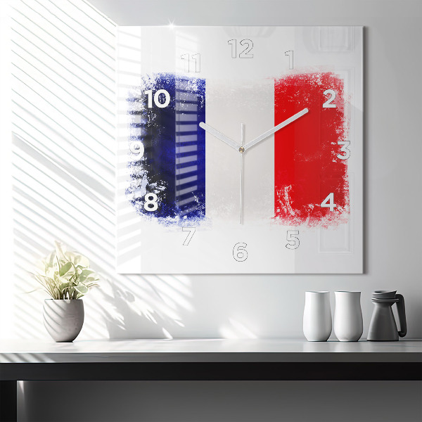 Square glass wall clock Flag of France
