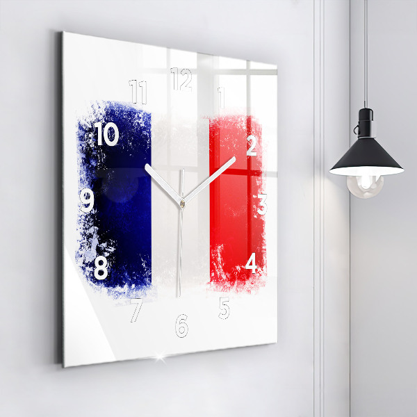 Square glass wall clock Flag of France