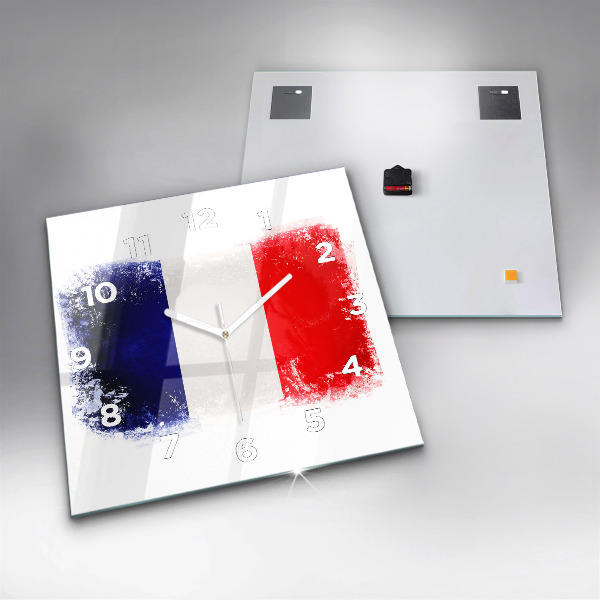 Square glass wall clock Flag of France