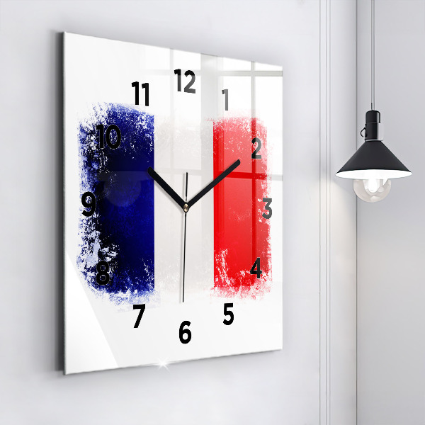 Square glass wall clock Flag of France