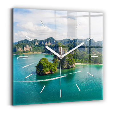 Square glass wall clock Island in Thailand