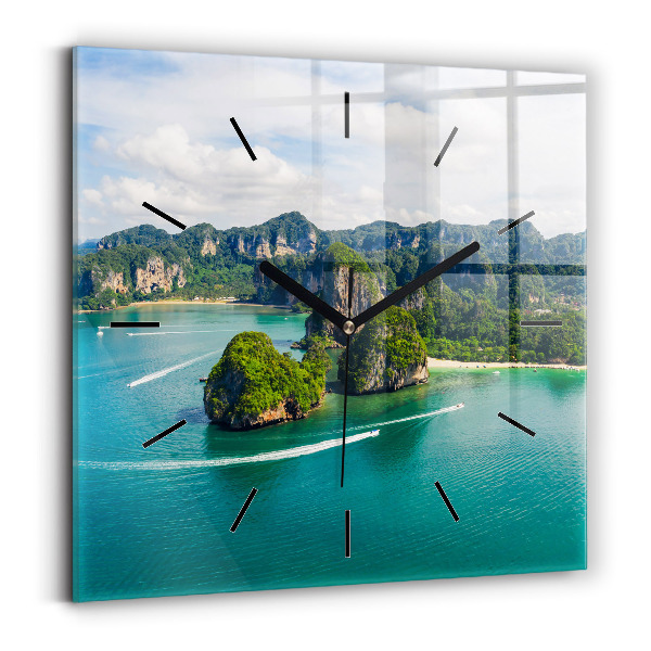 Square glass wall clock Island in Thailand