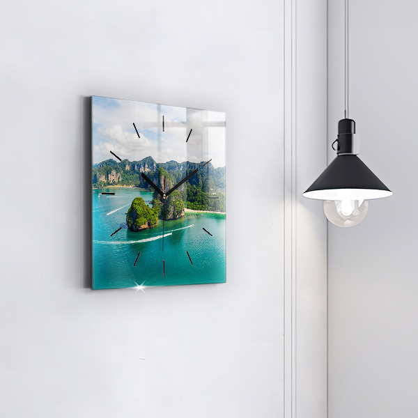 Square glass wall clock Island in Thailand