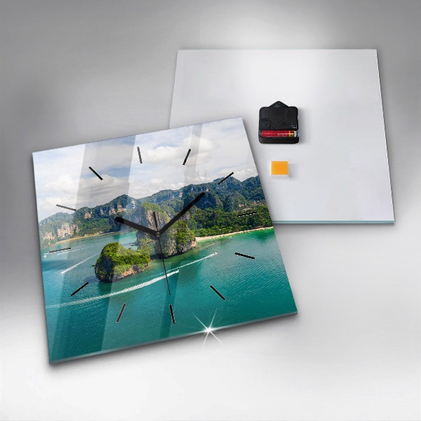 Square glass wall clock Island in Thailand