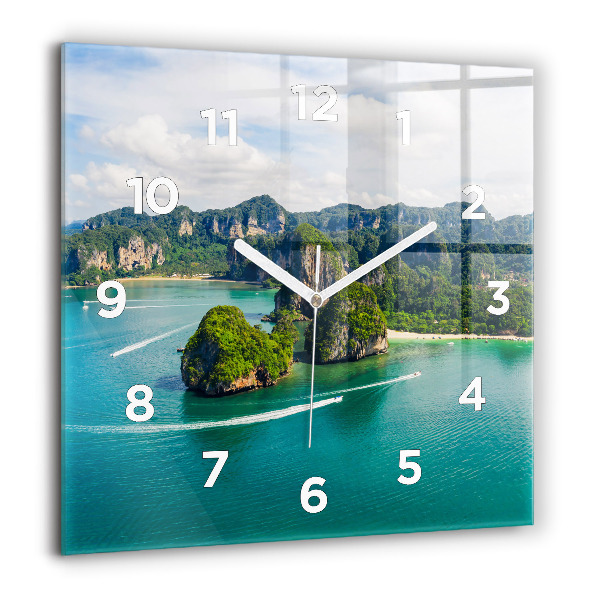 Square glass wall clock Island in Thailand
