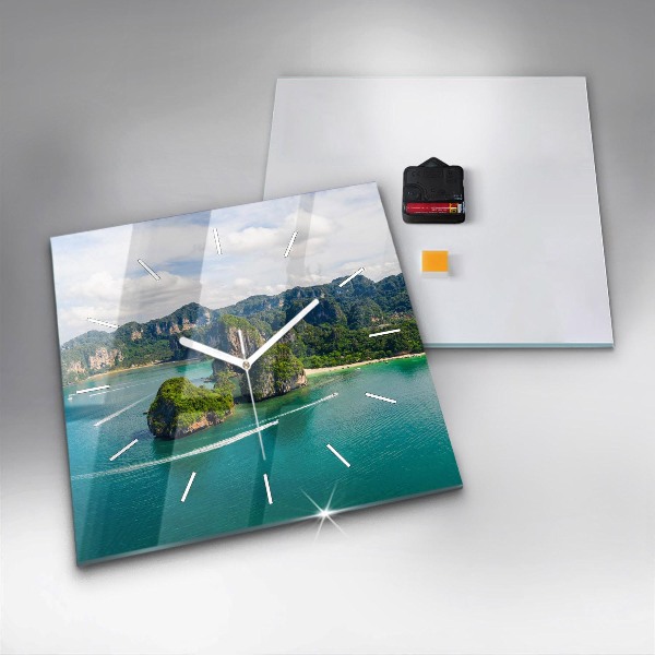 Square glass wall clock Island in Thailand