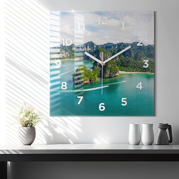 Square glass wall clock Island in Thailand