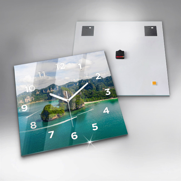 Square glass wall clock Island in Thailand