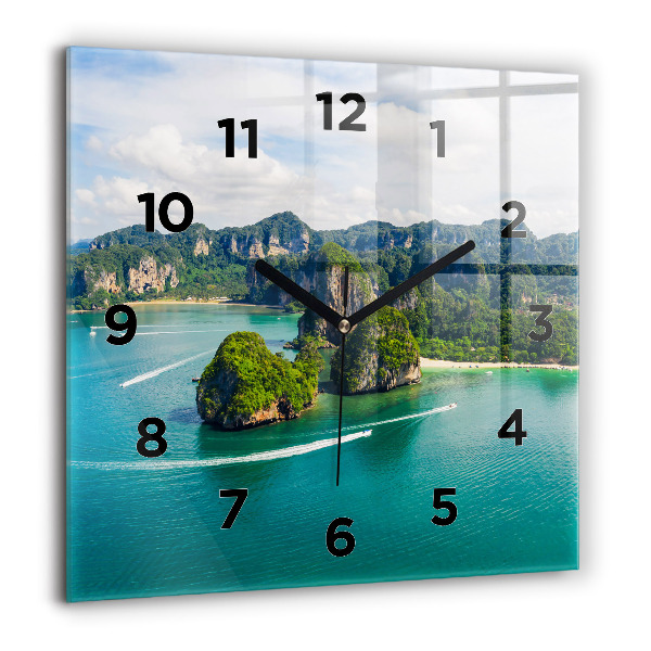 Square glass wall clock Island in Thailand