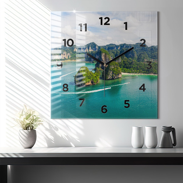 Square glass wall clock Island in Thailand