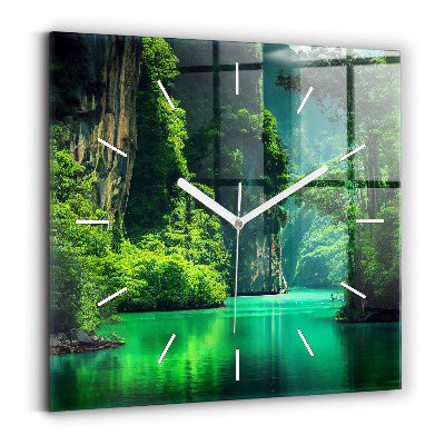 Square glass wall clock Thailand's natural landscape