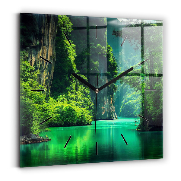 Square glass wall clock Thailand's natural landscape