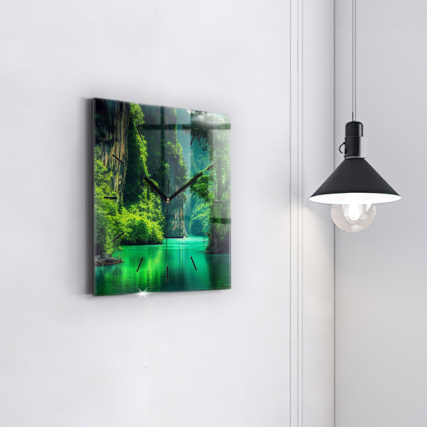 Square glass wall clock Thailand's natural landscape