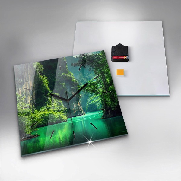 Square glass wall clock Thailand's natural landscape