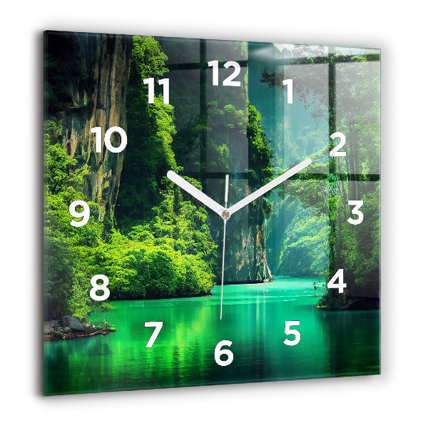 Square glass wall clock Thailand's natural landscape
