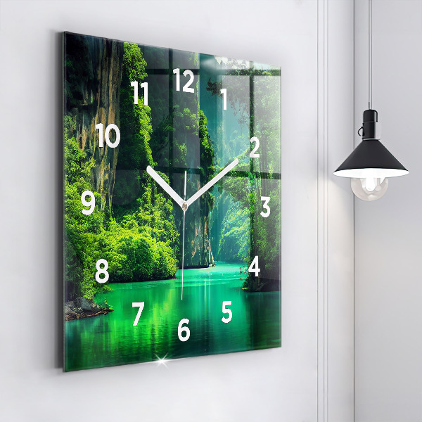 Square glass wall clock Thailand's natural landscape