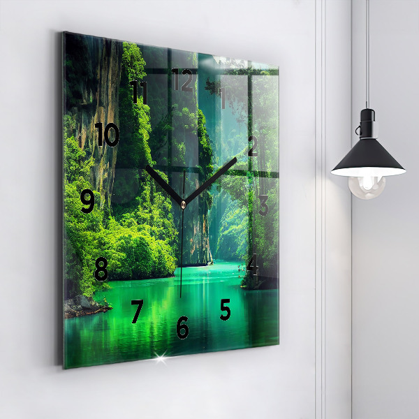 Square glass wall clock Thailand's natural landscape