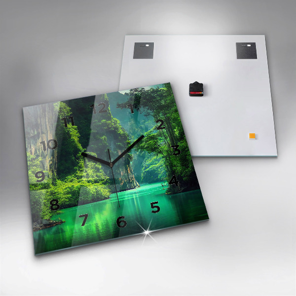 Square glass wall clock Thailand's natural landscape