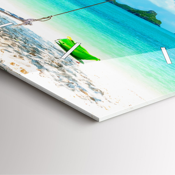 Square glass wall clock Sunny island Thailand