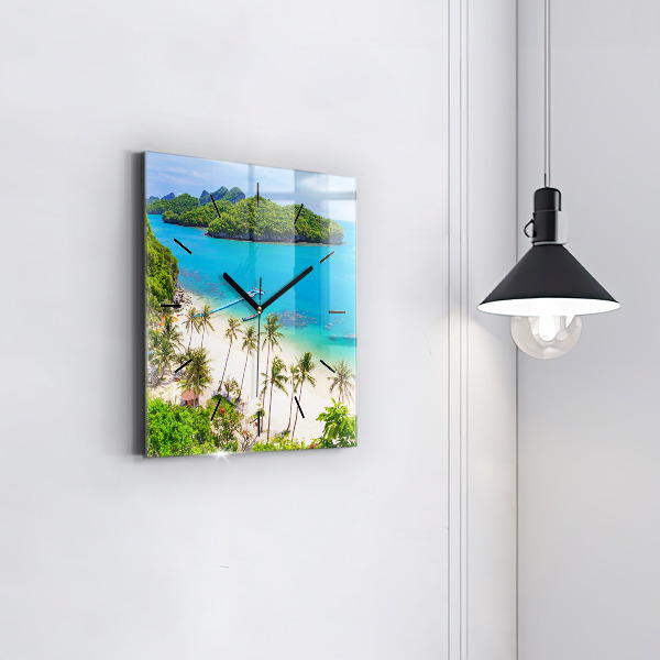 Square glass wall clock National Park Thailand