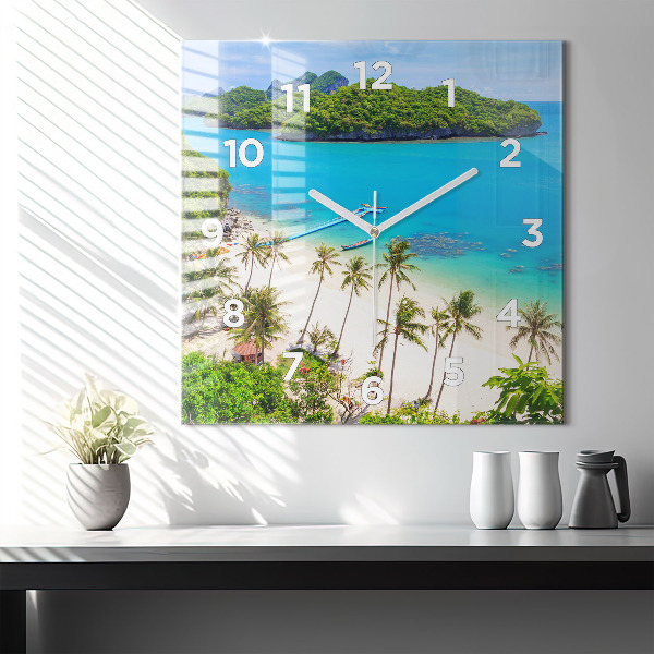 Square glass wall clock National Park Thailand
