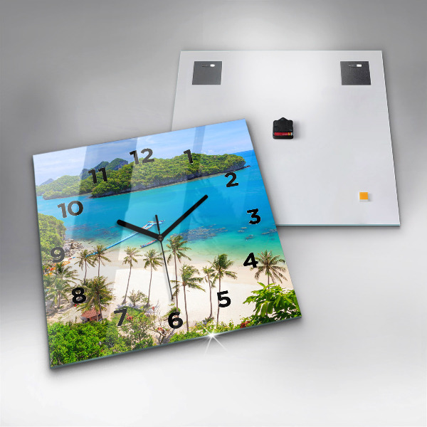 Square glass wall clock National Park Thailand