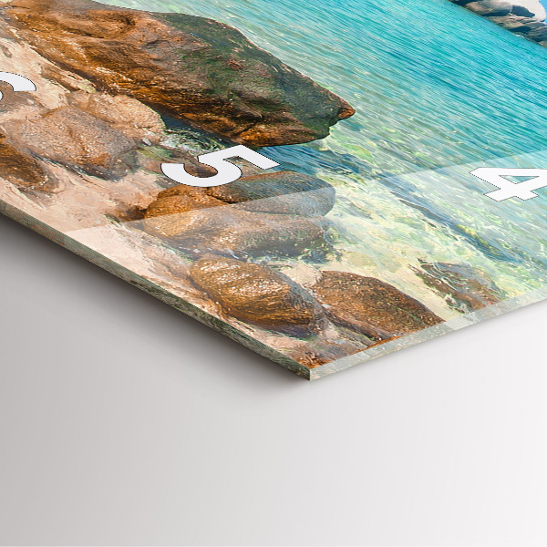 Square glass wall clock Beautiful beach in Thailand