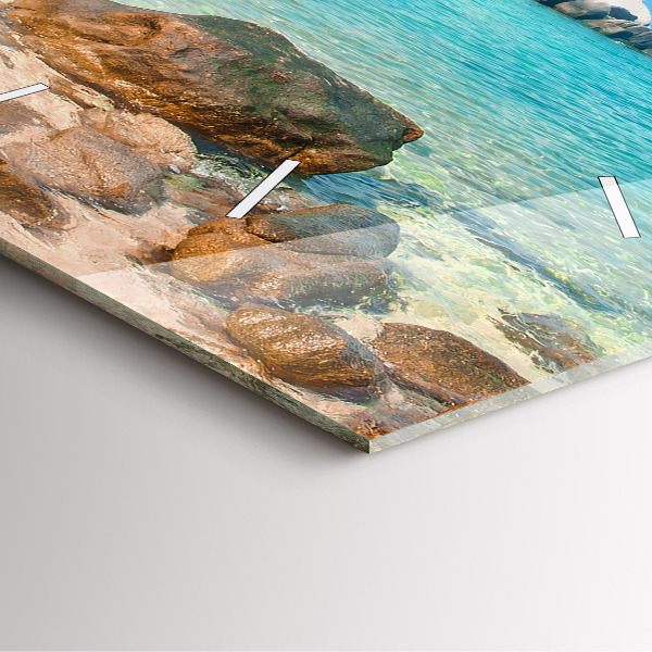 Square glass wall clock Beautiful beach in Thailand