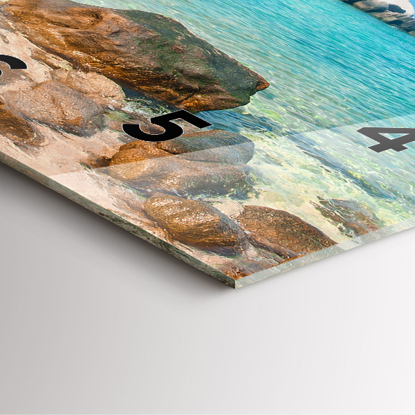 Square glass wall clock Beautiful beach in Thailand