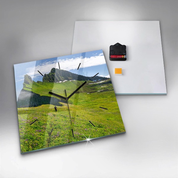 Square glass wall clock Hornstrandir Reserve Iceland