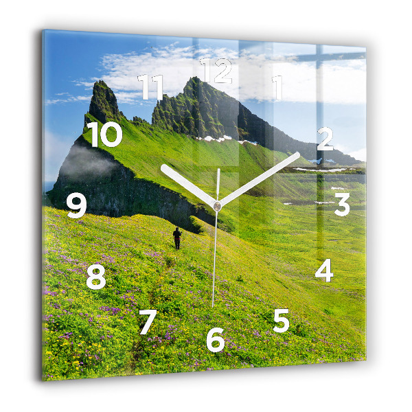 Square glass wall clock Hornstrandir Reserve Iceland