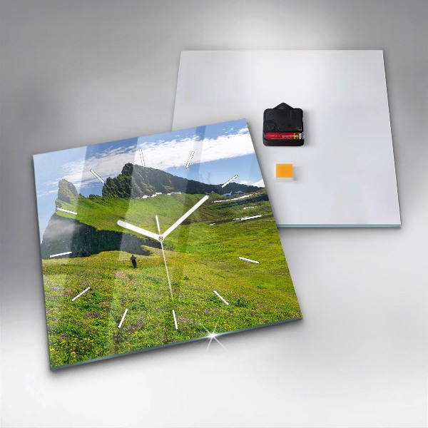 Square glass wall clock Hornstrandir Reserve Iceland
