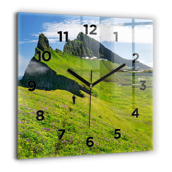 Square glass wall clock Hornstrandir Reserve Iceland