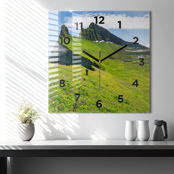 Square glass wall clock Hornstrandir Reserve Iceland