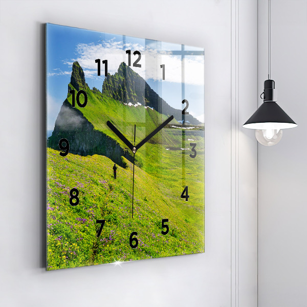 Square glass wall clock Hornstrandir Reserve Iceland