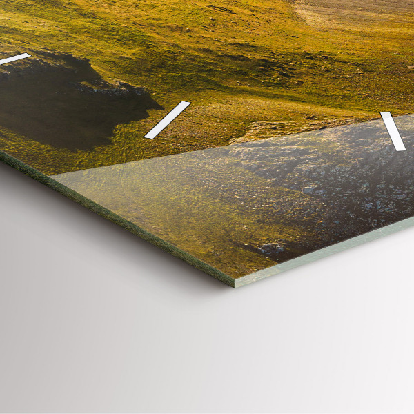 Square glass wall clock Road in Iceland