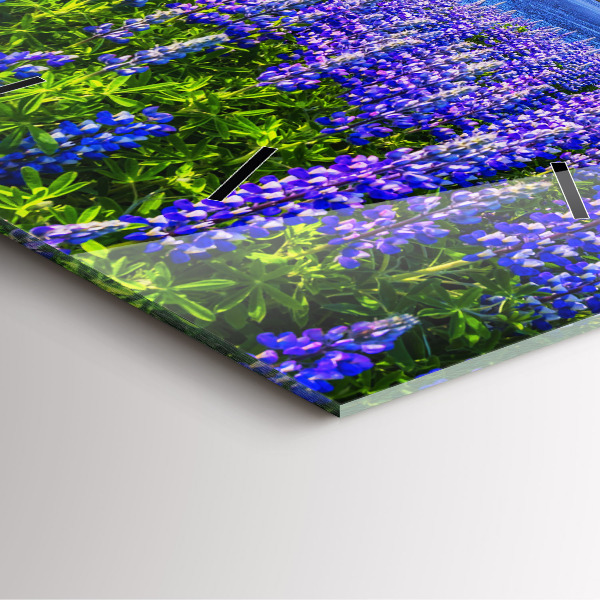 Square glass wall clock Mountain view Iceland