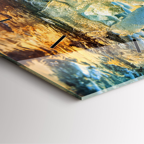Square glass wall clock Iceberg and sunrise
